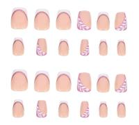 TOPPERFUN Kit de Faux Ongles à Presser en Abs Rose Paillettes Éclatantes, Application Rapide et Design Stylé pour Femmes et Adolescentes
