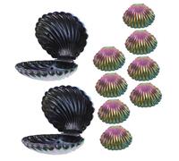 TOPPERFUN Lot De 10 Boîtes à Bonbons Coquillage En Plastique Irisé, Petite Taille, Finition Plaquage Sous Vide Résistance Décoloration, Présents Invités Mariage Thème Marin Plage