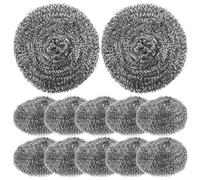 TOPPERFUN Lot de 12 Boules en Fil D'acier Inoxydable Argenté 30 G Chacune, Brosse à Vaisselle et Éponge à Récurer pour Nettoyage de Casseroles, Poêles Cuisine Ménagère