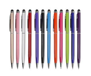 TOPPERFUN Lot de 12 Stylos à Bille Stylet Capacitif pour Tablette Tactile et Téléphone, Aluminium Léger et Fin, pour Dessin et Prise de Notes Couleur Aléatoire