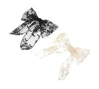 TOPPERFUN Lot de 2 Barrettes à Cheveux en Dentelle Noire et Blanche, Gros Nœud Élégant, Accessoire Coiffure Femme et Fille, Pinces à Nœud pour Fixation de Mèches Rebelles, Usage Quotidien