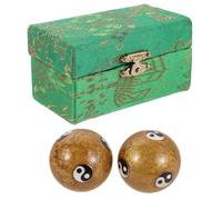 TOPPERFUN Lot de 2 Boules Baoding en Émail Doré 42 Mm - Balles de Massage Mains pour Rééducation, Boules Zen Chinoises Petites pour Exercice et Relaxation, Accessoires Bien-décoration