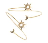 TOPPERFUN Lot de 2 Bracelets Manchettes en Or Motifs Soleil et Lune, Ajustables, pour Femmes, Accessoires Bijoux Bras Adaptés aux Fêtes et Présents