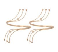 TOPPERFUN Lot de 2 Bracelets Manchettes Soleil en Métal Doré, Brassards Ouverts pour Femmes, Bijoux de Bras Élégants pour Soirées, Banquets et Usage Quotidien, Taille Unique, Design Multicouche