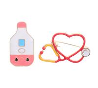 TOPPERFUN Lot de 2 Broches en Alliage Coloré Thématique Médicale Épingle Cœur Stéthoscope et Thermomètre Accessoires pour Infirmières et Étudiants en Soins Présent Infirmier Femme