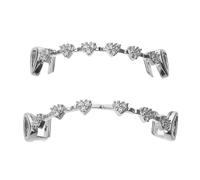 TOPPERFUN Lot de 2 Grilles Dentaires Hip-Hop Argentées avec Cristaux Blancs Accessoires Dentaires pour Halloween et Séances Photo Fausse Dent Supérieure et Inférieure 2 Protège-Dents