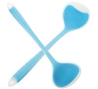 TOPPERFUN Lot de 2 Louches Multifonctions en Silicone Transparent Bleu, Poignée Longue Ergonomique, Cuillères à Soupe Cuisine Légères, Accessoires Pratiques pour Servir Soupe et Bouillie,