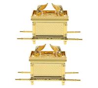 TOPPERFUN Lot de 2 Ornements Arche d'Israël en Alliage de Zinc Doré Taille Compacte 95 X 35 X 6 CM Décorations Religieuses pour Église et Sanctuaire Figurines Artisanales pour