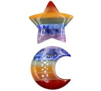 TOPPERFUN Lot de 2 Ornements Décoratifs en Cristal Agate Naturel de Lune ’étoile, Décorations de Bureau et Maison pour Intérieur, Accessoires de Pierres Précieuses pour Décoration Festive