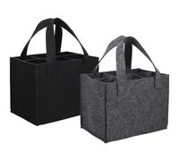 TOPPERFUN Lot de 2 Paquet à Vin en Feutre Séparateur pour 6 Bouteilles Poignée de Transport Couleurs Noir et Gris Paquet Fourre-Tout pour Présent et Transport Sécurisé de Bouteilles