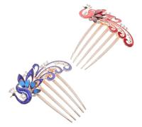 TOPPERFUN Lot de 2 Peignes à Cheveux en Alliage Forme Paon Strass pour Femmes, Accessoires Glamour et Élégants pour Coiffure de Mariage et Chignon