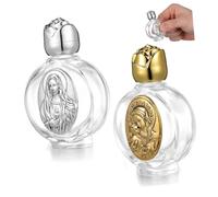 TOPPERFUN Lot De 2 Petites Bouteilles d'eau Bénite en Verre Gaufré Récipient Vide 6.70 X 4.20 X 2.00 Cm Portable Et Étanche pour Voyage Et Baptême