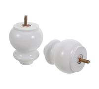 TOPPERFUN Lot de 2 Pieds de Canapé en Bois Massif Naturel 10 CM de Hauteur Finition Blanche Pieds de Meuble Robustes pour Canapé Table Basse Commode - Support Stable et Compatible pour