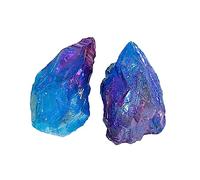 TOPPERFUN Lot De 2 Pierres De Cristal Colorées Galvanoplastie, Décorations Minérales En Fluorite Bleu Violet, Accessoires De Fabrication De Bijoux En Cristal De Roche Pour Bureau Et Maison