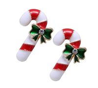TOPPERFUN Lot de 2 set de Broches Créatives de Noël de Bâton de Marche avec Cristaux Épingles à Poitrine de Fête Rouge Blanc et Vert Accessoires Décoratifs pour Manteaux Pulls et Paquet