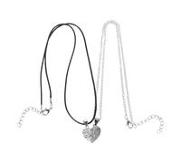 TOPPERFUN Lot de 2 set de Colliers Magnétiques Pendentifs de Cœur Noir et Argenté Bijoux pour Couples Unisexes Présent Saint-Valentin Colliers d'Amitié et d'Amour pour Homme et Femme