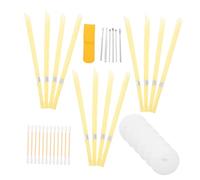 TOPPERFUN Lot de 2 sets de Kits de Bougies Auriculaires en Cire D’Abeille Naturelle avec Disque de Protection 12 Bougies Argentées Jaunes 6 Porte-Bougies Mats 12 Bâtonnets Coton 6