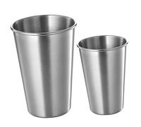 TOPPERFUN Lot De 2 Tasses En Acier Inoxydable 350 Ml Et 170 Ml, Gobelets Incassables Multifonctions, Finition Acier Inoxydable, Pour Fête, Maison Et Bureau