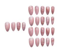 TOPPERFUN Lot de 24 Faux Ongles à Couverture Intégrale Longs Effet Marbre Rose Forme Pointue Manucure Soi-Même pour Femmes Art des Faux Ongles Décoration D’Ongles