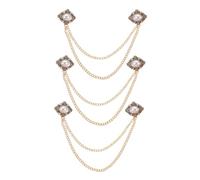 TOPPERFUN Lot De 3 Broches Vintage En Perles En De Zinc Doré Pour Costume Smoking Avec Chaîne