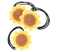 TOPPERFUN Lot de 3 Élastiques à Cheveux en Coton Fleuris Tournesol Faits Main Élastiques pour Queue de Cheval et Chignon Accessoires Cheveux pour Femmes ou Bouclés