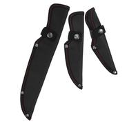 TOPPERFUN Lot de 3 Housses de Protection en Tissu Oxford Noir avec Fermeture à Pression, Manchons pour Lames de Couteaux de 16,3 Cm, 17,7 Cm et 27,5 Cm, Étuis Étanches pour Couteaux