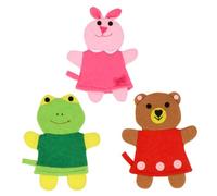 TOPPERFUN Lot De 3 Moufles De Bain Pour Bébé En Éponge, Taille Petite, Broderies Animaux Cartoon, Exfoliants Et Doux, Pour Tout-petits, Usage Quotidien Bain
