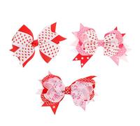 TOPPERFUN Lot de 3 Pincettes à Cheveux à Nœud Double Couche Saint-valentin 3 Couleurs Rose Vif Queue D’hirondelle Rouge Vif Queue D’hirondelle Accessoires Décoratifs Légers et Confortables