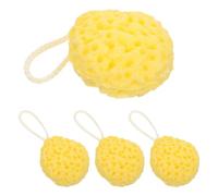 TOPPERFUN Lot de 4 Éponges de Bain Alvéolées Jaunes Exfoliantes Ultra Douces en Maille Gommage Corporel Adaptées aux Peaux Sensibles Entretien Facile Accessoires de Bain Polyvalents