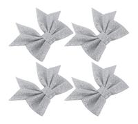 TOPPERFUN Lot de 4 Nœuds de Noël à Paillettes Argentées 12x15 Cm, Décorations de Sapin Diy, Ornement Festif pour Maison et Vitrines, Décoration Saisonnière Élégante et Scintillante
