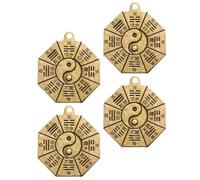 TOPPERFUN Lot de 4 Pendentifs Taoïstes Vintage en Laiton Huit Trigrammes Yin Yang Amulettes Tai Chi Ornements Porte-Clés pour Protection et Énergie Positive Surface Lisse pour Loisirs