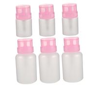 TOPPERFUN Lot de 6 Flacons-Pompes pour Dissolvant à Ongles 60 Ml et 220 Ml en Plastique Rose Distributeurs à Pression Anti-Fuite Dosage Précis Réutilisables pour Manucure et Voyage