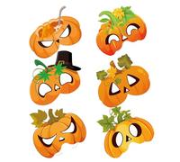TOPPERFUN Lot de 6 Masques Citrouille en Papier avec Élastique Demi-Masques Décoratifs pour Fêtes d'Halloween et Thanksgiving Accessoires Photo Légers pour Célébrations d'Automne Taille