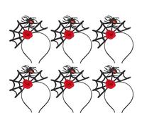 TOPPERFUN Lot de 6 Serrage-Têtes Toile d'Araignée Rouge Fleurs Accessoires pour Cheveux d'Halloween Bandeaux Cosplay Unisexes Taille pour Fête Déguisement et Festival