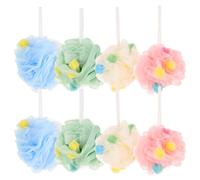 TOPPERFUN Lot de 8 boules de luffa pour le bain : boules de luffa suspendues pour la, exfoliantes, en maille, accessoires de spa pour le soin de la peau, de la salle de bain.
