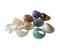 TOPPERFUN Lot de 9 Bagues en Résine Multicolores, Anneaux D'articulation Décoratifs pour Femmes et Filles, Bagues Fines Vintage pour Empilage, Usage Quotidien, Assortiment Coloré