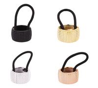 TOPPERFUN Manchettes Élastiques pour Queue de Cheval 4 Pièces Couleur Noir Brillant et Rose Doré Maintien sans Traces pour Femmes Usage Quotidien