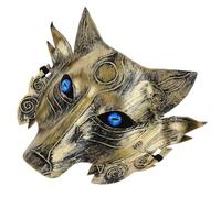 TOPPERFUN Masque Halloween Loup en PVC Doré Renforcé Grand Format Épais Accessoire Cosplay et Fête D’Extérieur Masque Décoratif Unique pour Carnaval et Spectacle