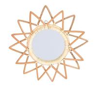 TOPPERFUN Miroir Mural en Rotin De Style Miroir De Maquillage Décoratif Art Mural Design Minimaliste Tissé À La Main sans Danger pour La Décoration Intérieure