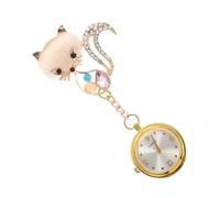 TOPPERFUN Montre De Poche Infirmière en Acier Inoxydable Multifonction à Clip Unisexe Décoration Médicale pour Blouse Professionnelle Examen Fox Tête Or