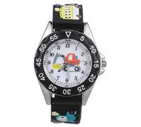 TOPPERFUN Montre Garçon et Filles en Silicone Noire Motif Excavatrice 3D Cadran Quartz Facile à Lire Montre Éducative pour Apprendre L’Heure Présent Anniversaire pour Garçon et Fille