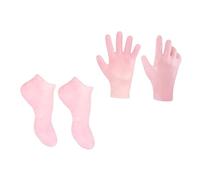 TOPPERFUN Moufles Hydratants Anti-crevasses Et Chaussettes Hydratantes Pour Pieds Secs, Lot De 2 Set De Pièces, Taille M, Couleur Rose, Soin Réparateur Pour Pieds Et Mains