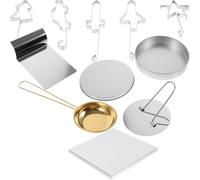 TOPPERFUN Moules à Biscuits en Acier Inoxydable 10 Pièces Cuillère Dorée Emporte-Pièces Créatifs pour Pâtisserie DIY Boîte de Rangement 12 CM Outil de Fabrication de Biscuits Cuisine