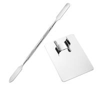 TOPPERFUN Palette de Maquillage en Acier Inoxydable avec Spatule Petit Plateau Mélangeur Portable pour Pigments et Fond de Teint Outil Cosmétique Professionnel pour Nail Art et Usage