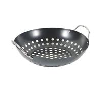 TOPPERFUN Panier à Légumes et Étanche en Acier Carbone Professionnel Noir Résistant la Rouelle Double Poignée, pour Barbecue en Extérieur