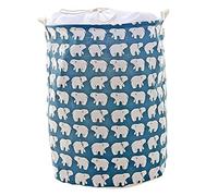 TOPPERFUN Panier à Linge Motif Ours Blanc Cordon De Serrage Pour Vêtements Couettes Déchets Ménagers Panier De Rangement