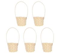 TOPPERFUN Panier de Rangement Tressé Naturel 5 Pièces pour Fruits et Fleurs Panier D’achat Polyvalent Léger pour Pique-niques Décoration Maison et Potager