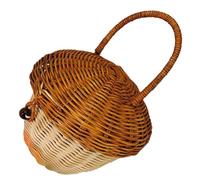TOPPERFUN Panier en Rotin Tressé Forme Gland 26 Cm Petit Panier Poignée Paquet à Main Portable Léger pour Garçon et Filles Accessoire Photo et Rangement Snack Polyvalent pour Pâques