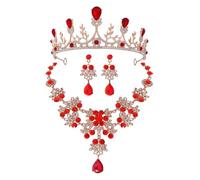 TOPPERFUN Parure Collier Et Boucles D'oreilles Couronne Ensemble Bijoux Cristal Pour Fille Mariage Anniversaire Fête