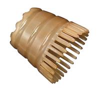 TOPPERFUN Peigne à Cheveux Masseur Chevelu Brosse Shampoing Peigne Corne Buffle Nettoie Revitalise Manche Ondulé Santal Compact Léger Voyage